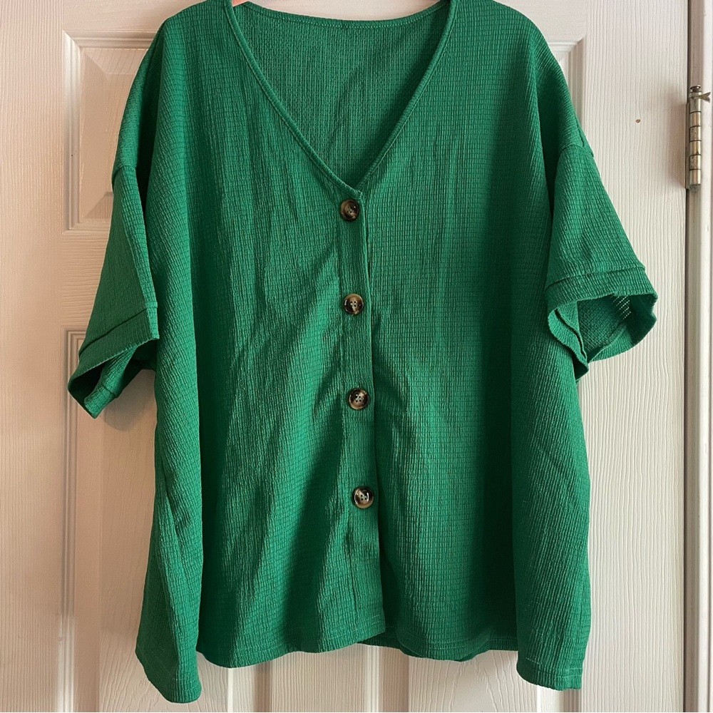 SHEIN Curve 3XL Green Short Sleeve Top